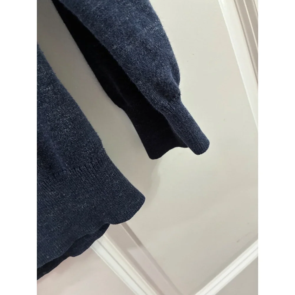 J. Crew Mens Navy Blue Cotton V-Neck Sweater Long Sleeve RN 75343 Size Large